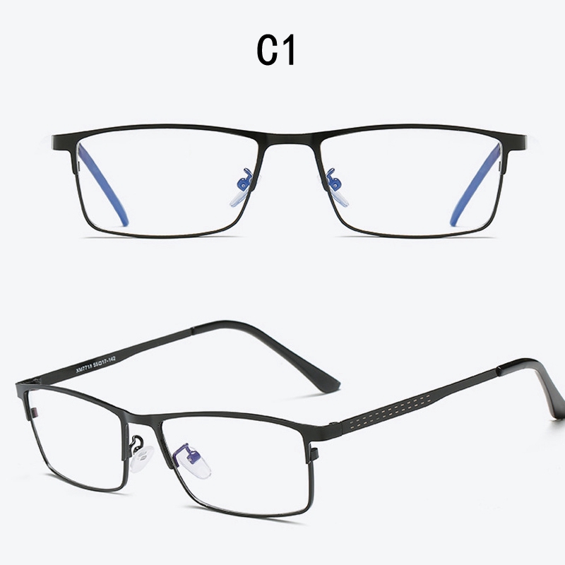 Square Business Men's Eyeglasses Frame Metal Frame Blue Film Flat Glasses Men