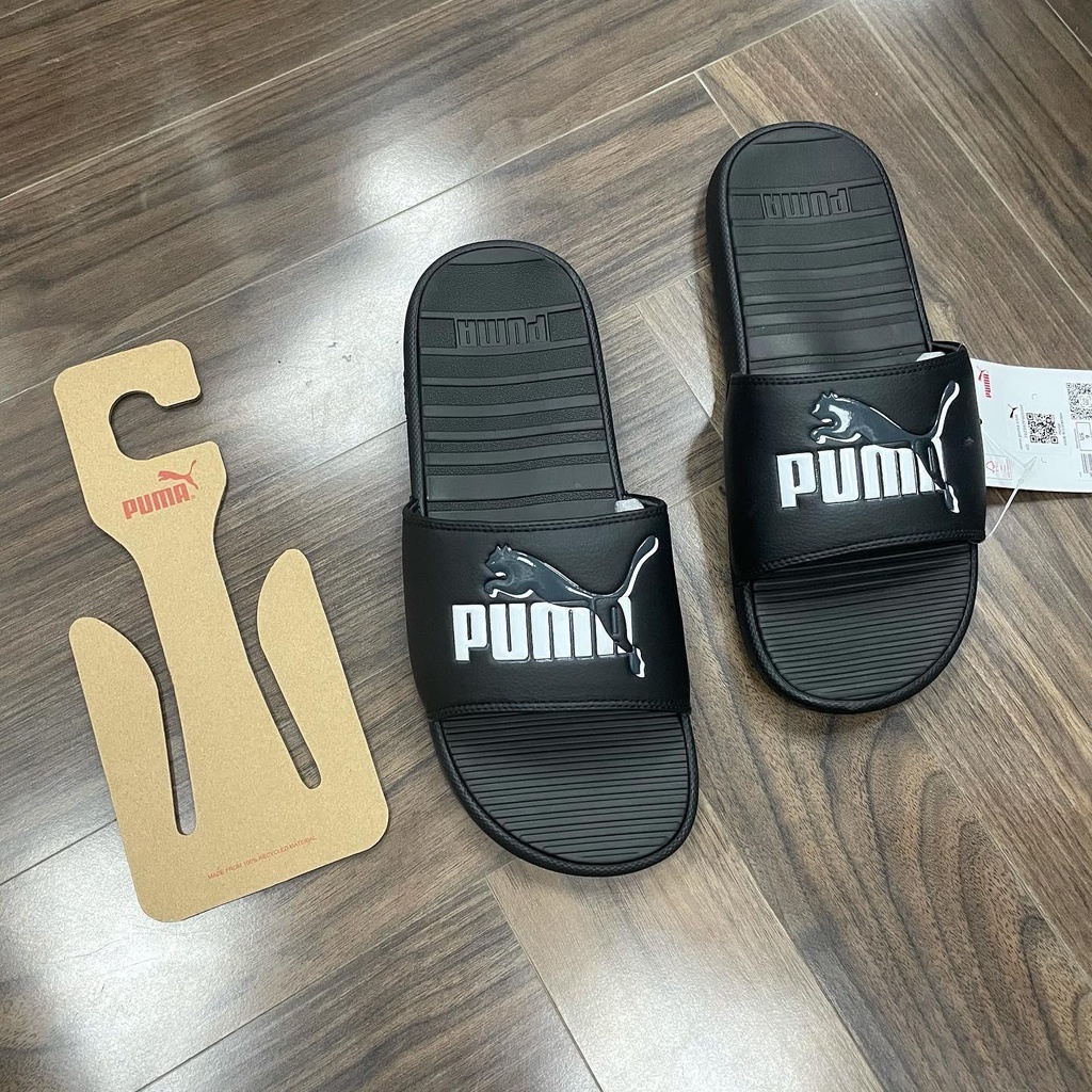 [CHÍNH HÃNG] Dép quai ngang PUMA Cool Cat màu Đen logo Trong Suốt - CODE: 383441 01