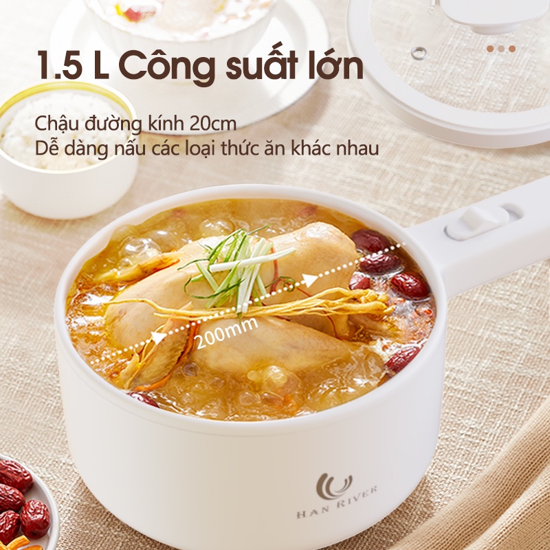 Nồi lẩu điện HAN RIVER đa năng tích hợp Lẩu/ hấp/ chiên/ rán/ xào/ hầm chính hãng 1.5L