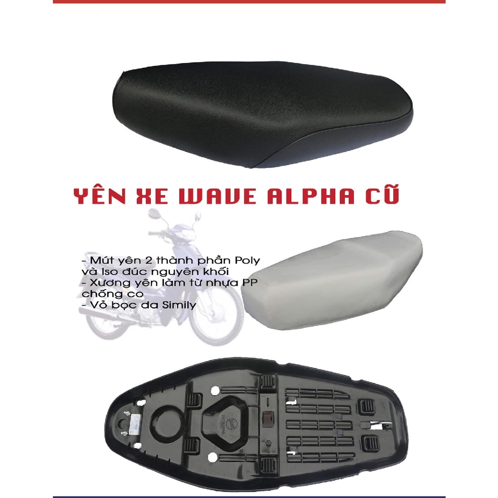 Yên xe máy Wave Alpha nguyên chiếc - Sản phẩm chuẩn form, cao cấp