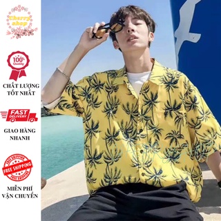 Đồ đôi nam nữ đi biển dừa đen nền vàng