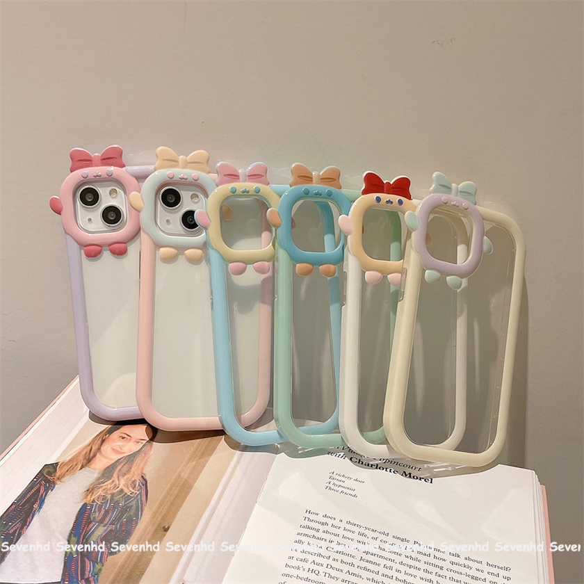 Ốp Điện Thoại TPU Trong Suốt Màu Trơn In Hình Quái Vật Nhỏ Cho iPhone 13 Pro Max 12 Pro Max 11 Pro Max