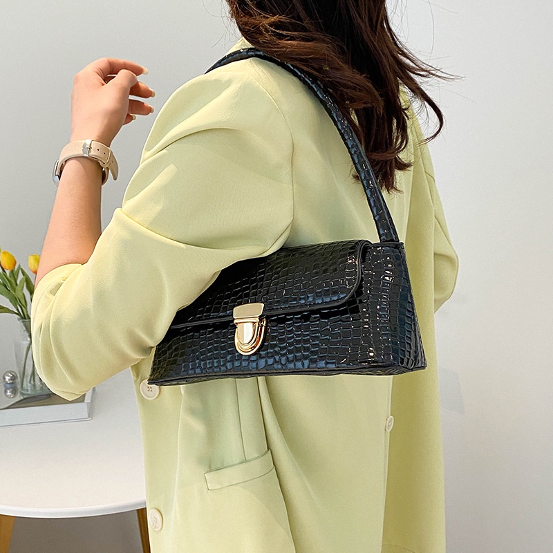 IELGY Túi Đeo Vai Có Khóa Họa Tiết Đá Phong Cách Hàn Quốc Cho Nữ