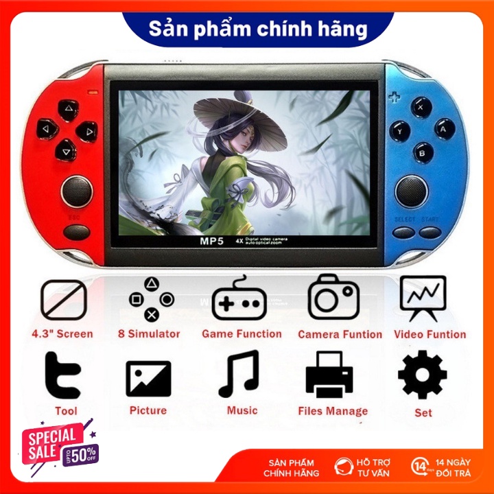 Máy chơi game X7 - Màn hình  4.3 inch 8GB - Với 900 Game - Xem Phim - Nghe Nhạc - Bảo Hành 12 Tháng