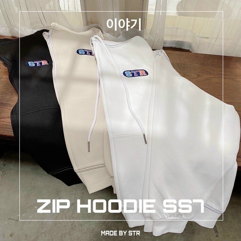 Áo khoác nỉ basic trơn thêu chữ có nón form rộng freesize / Áo gió ulzzang unisex chữ thêu