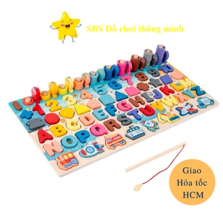Bộ đồ chơi đa năng 6in1 gồm câu cá chữ cái chữ số hình học cột tính và giao thông