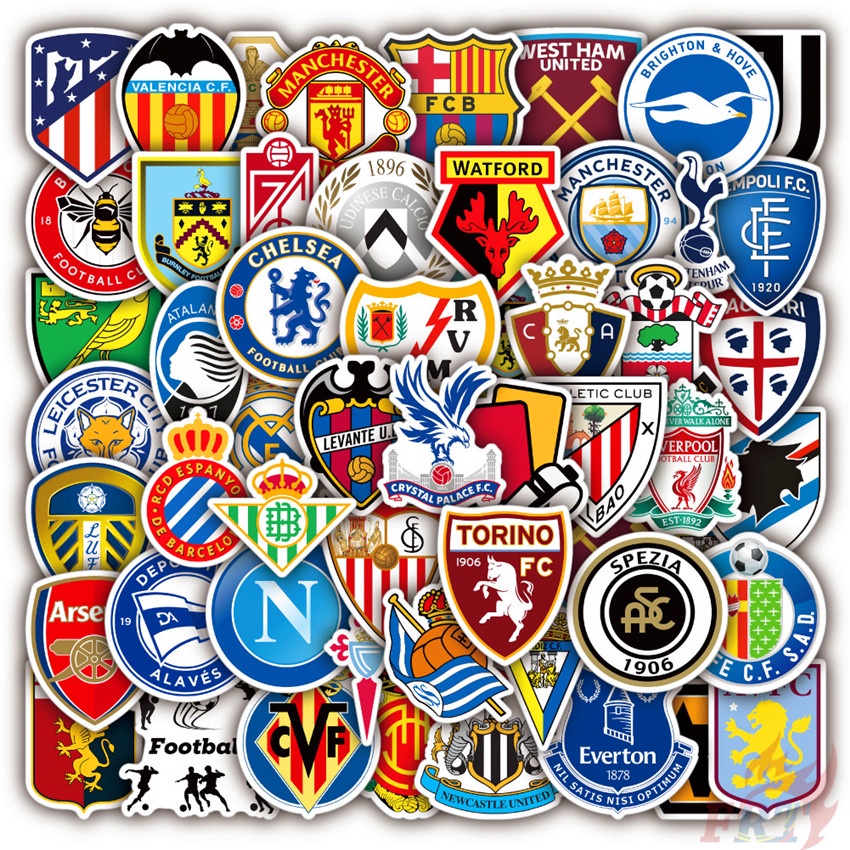 Bộ 100 Cái/Bộ ❉ Miếng Dán Logo Câu Lạc Bộ Bóng Đá ❉ Sticker Dán Tường Chống Thấm Nước Thời Trang