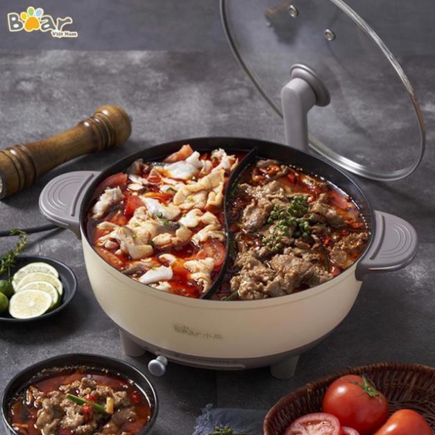 Nồi Lẩu Điện 2 Ngăn BEAR B06R6 6L Màu Be - BẢO HÀNH 12 THÁNG
