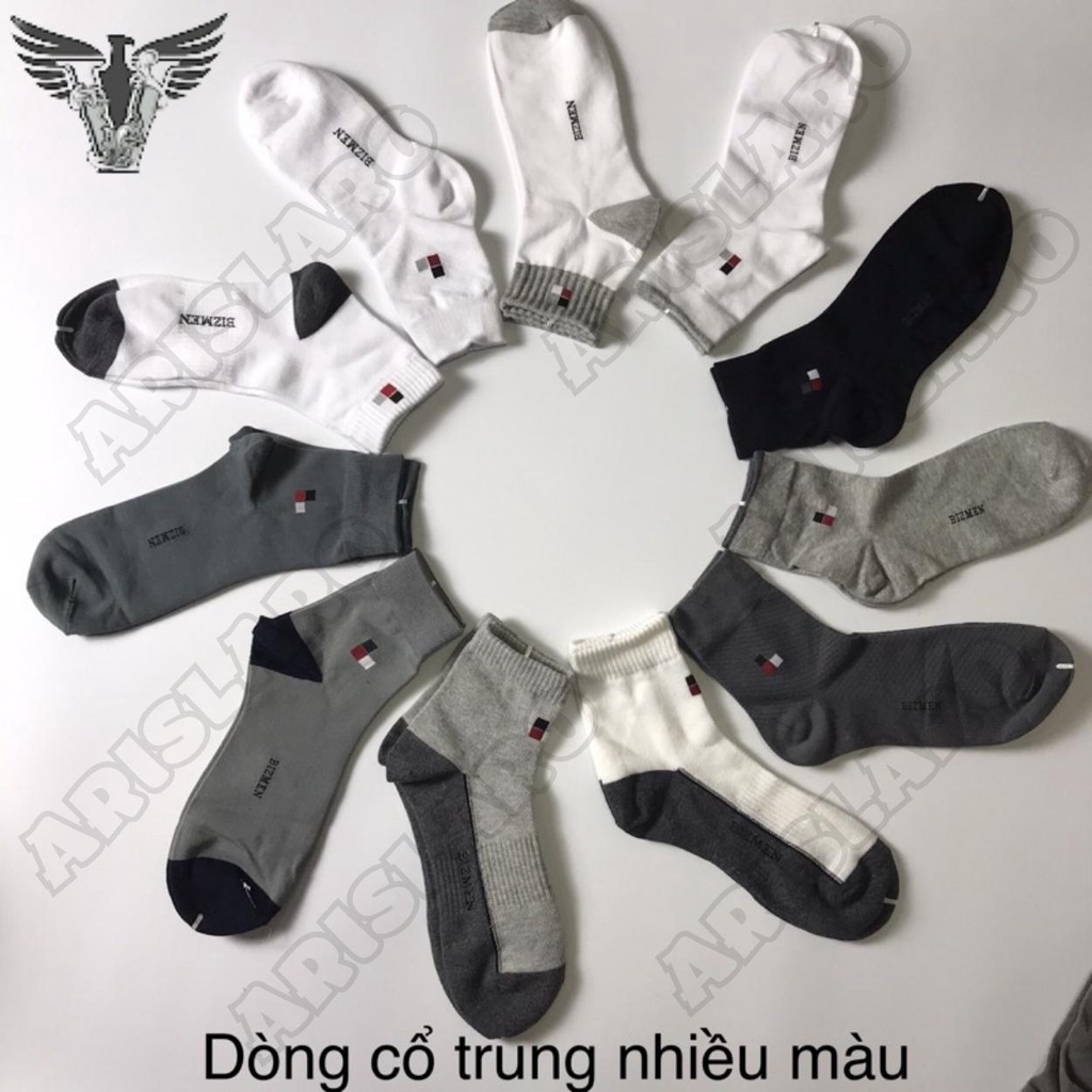 Bizmen Tất vớ nam không bai không xù khử mùi khô thoáng cổ ngắn cổ trung Arislaro