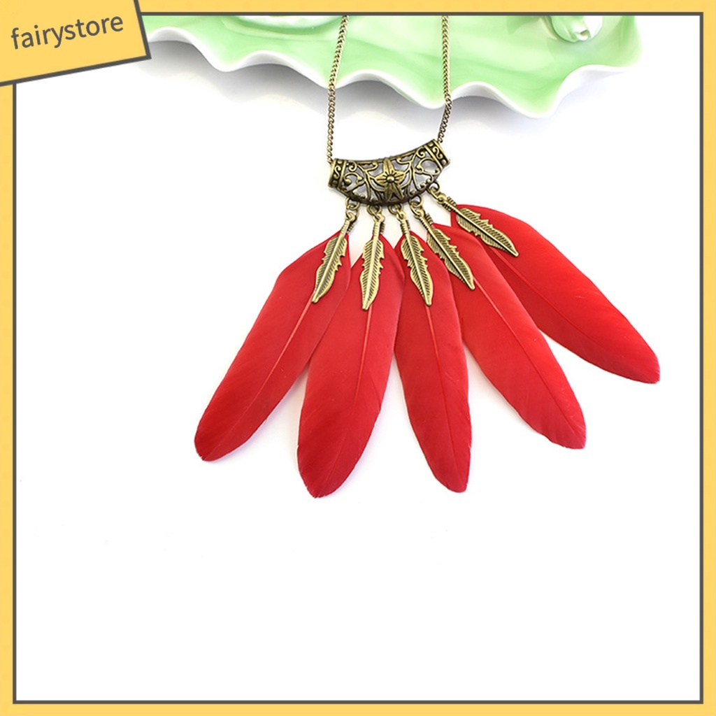 Dây Chuyền Nữ Mặt Lông Vũ Phong Cách Boho Cổ Điển