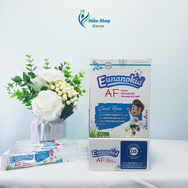 Canxi cho bé và vitamin D3 k2 mk7  Eunanokid AF tăng cường hấp thụ canxi, giúp xương răng chắc khoẻ, giảm còi xương