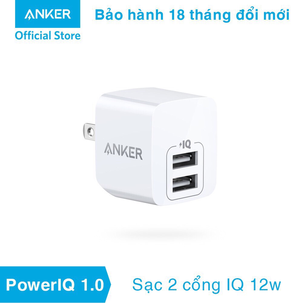 Sạc ANKER PowerPort Mini 2 cổng 12W - A2620 - Hàng Chính Hãng