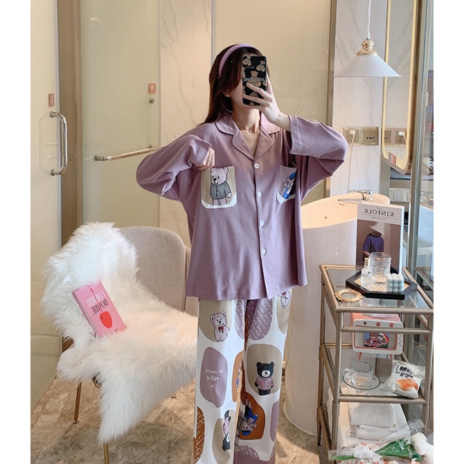 CÓ BIG SIZE_Bộ Ngủ Pyjama Dài Tay Korea Thu Đông 2021 | BigBuy360 - bigbuy360.vn