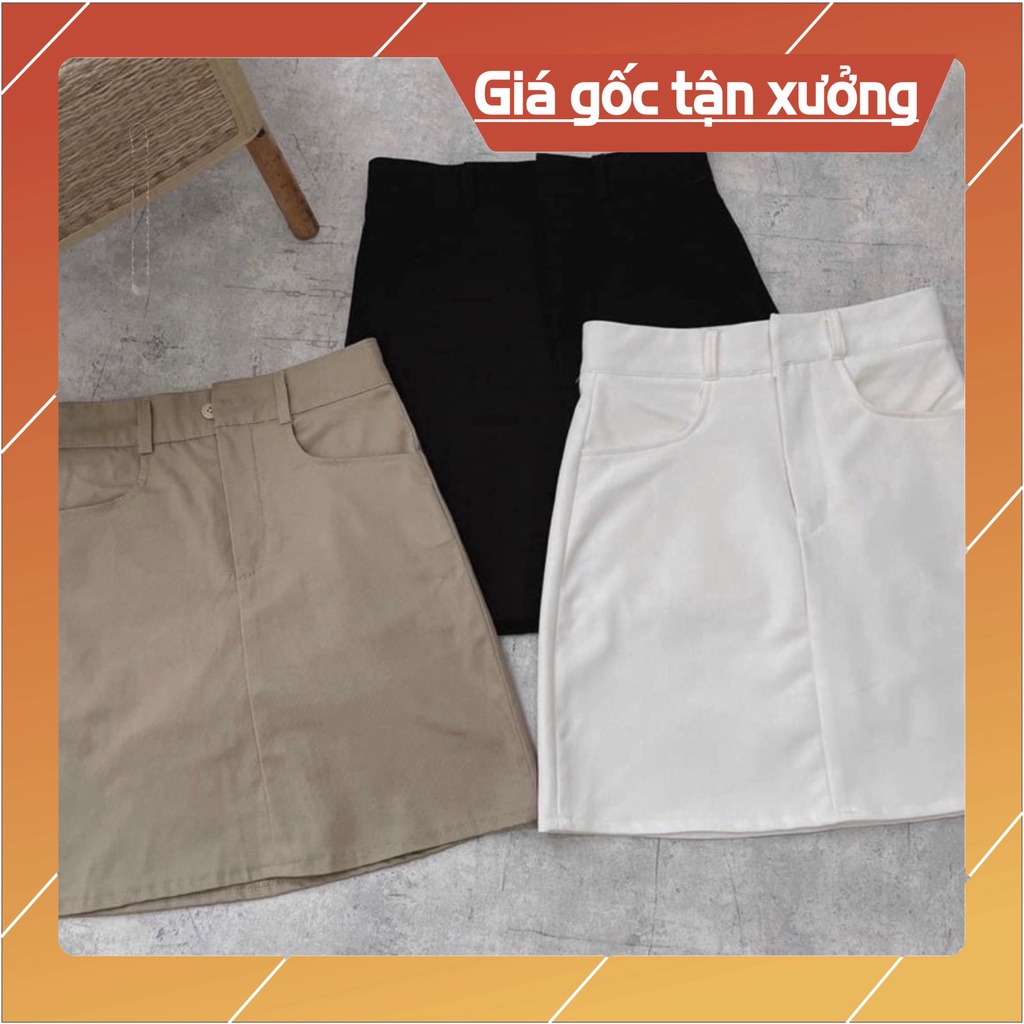 Chân Váy Nữ chữ A vải Kaki dáng váy Bassic Lưng Cao Có Quần Bên Trong mã 052