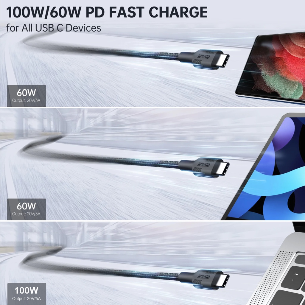 Dây Cáp Type C To C 100W Dài 2M Sạc Nhanh iPhone 15, Android, Laptop, Macbook CHOETECH XCC-1027 - Hàng Chính Hãng