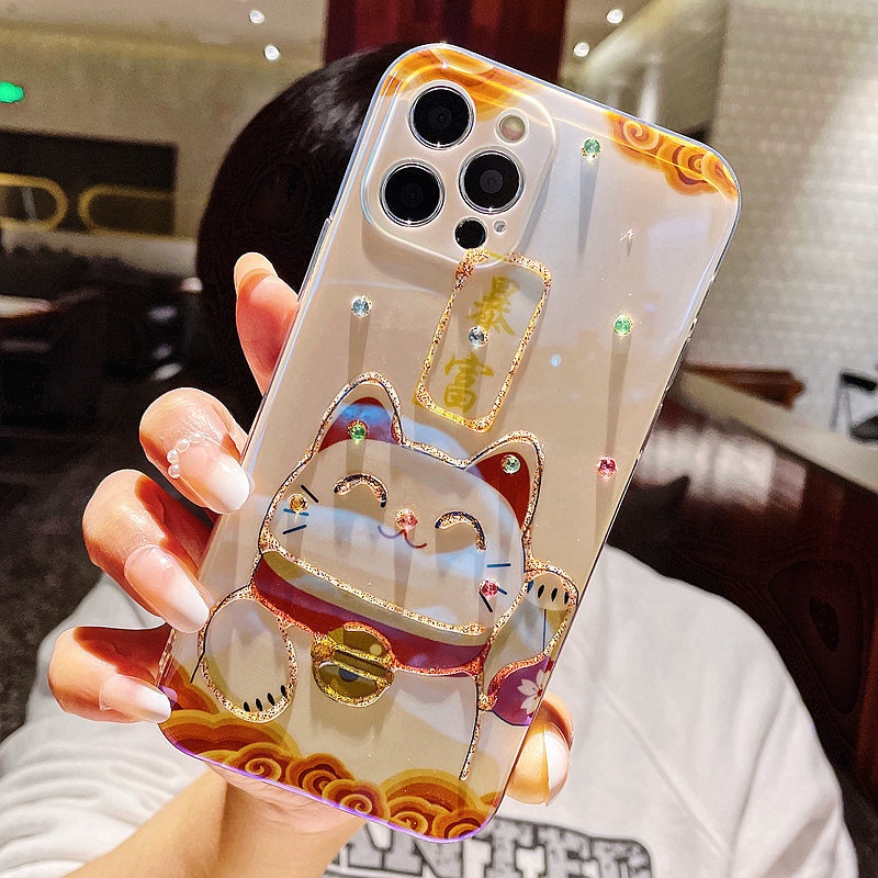Ốp Điện Thoại Họa Tiết Lâu Đài/ Mèo May Mắn Cho iphone 7/8/7plus/8plus/x/xs/xs max/11/11pro max/12/12pro max/13/13pro max