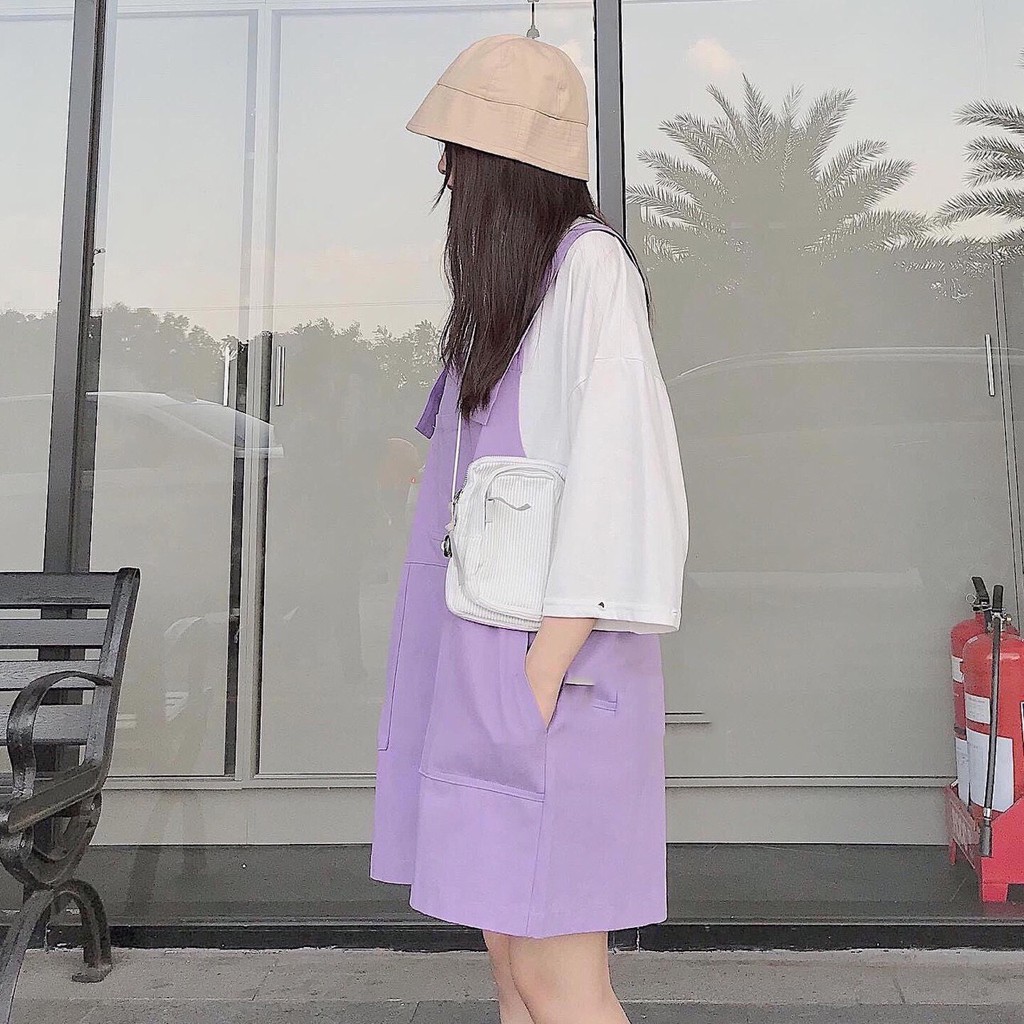 [GIÁ SỈ] Quần yếm đùi kaki 2 Màu ống rộng Unisex đi chơi mặc nhà FREE SIZE DƯỚI 65KG - Quần baggy nữ SABI SHOP | BigBuy360 - bigbuy360.vn