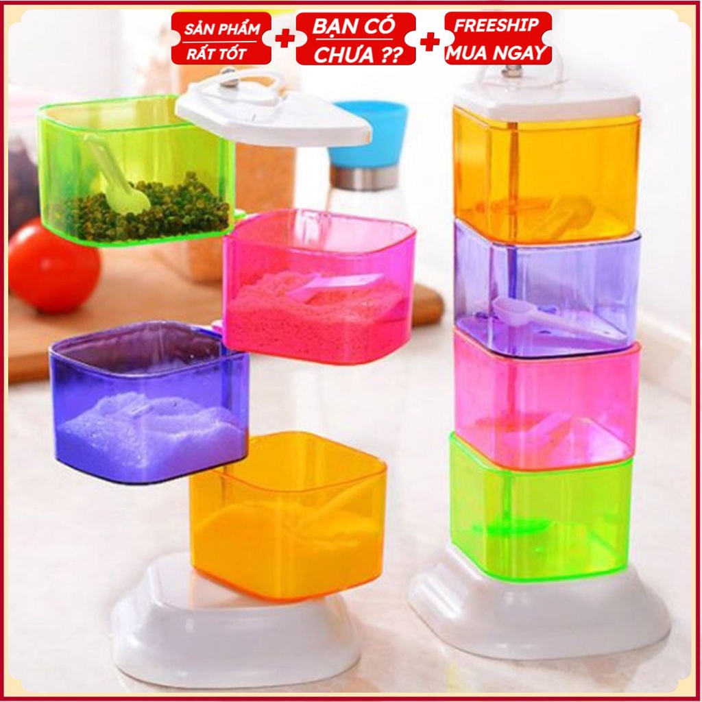 Hũ Đựng Gia Vị 4 Tầng - 26cm Smart Kiểu 1