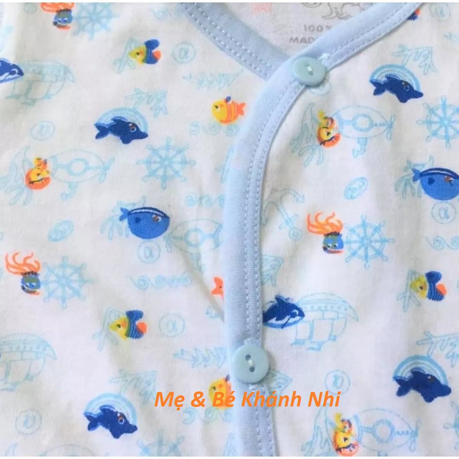 Bộ Quần Áo Sơ Sinh Tay Dài In Họa Tiết JOU 100% Cotton Cao Cấp - Đồ Bộ Cho Bé Sơ Sinh