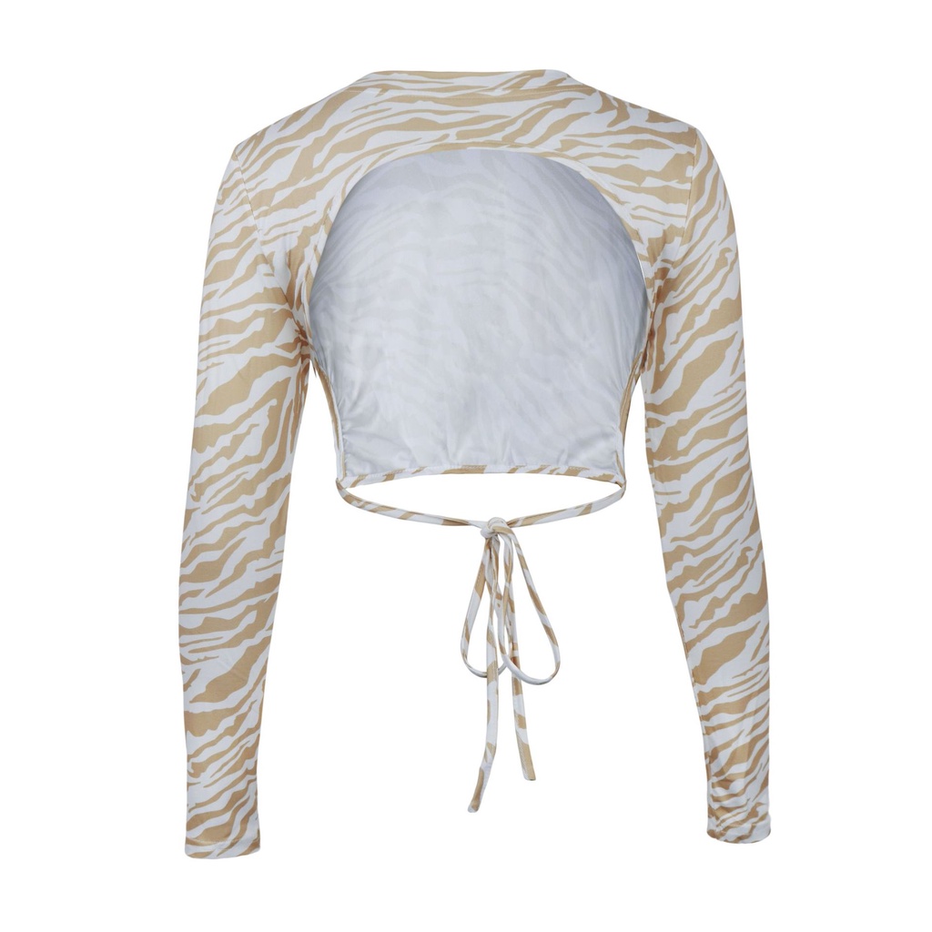 Áo Thun DàI Tay Cổ TròN Hở Lưng GợI CảM Cho Nữ