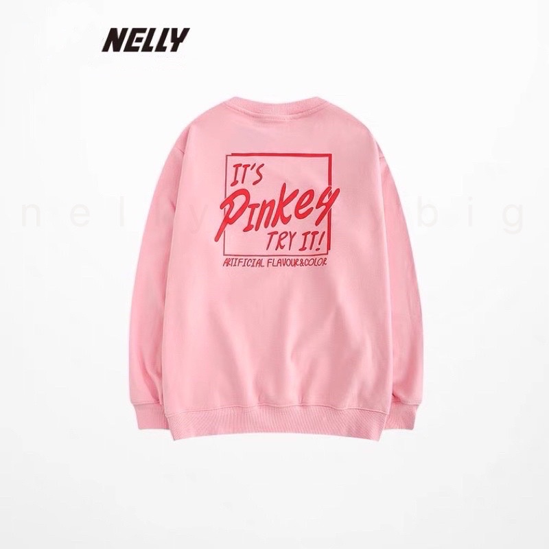 Áo Sweater lót nỉ bông NELLY dáng unisex form rộng IT’S PINKEY