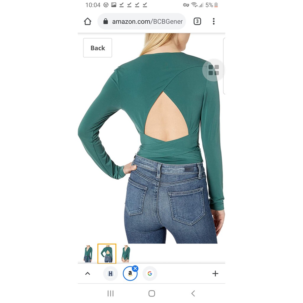 Bodysuit BCBG xanh khoét lưng Kami
