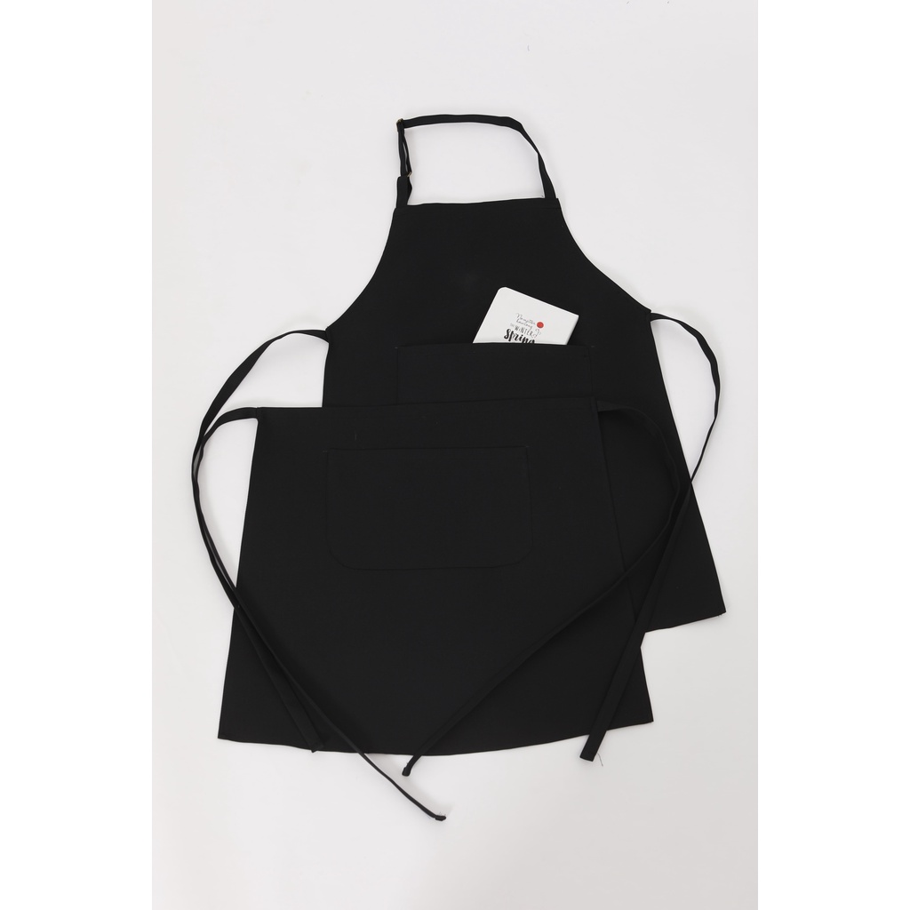 Tạp dề yếm phục vụ màu đen trơn - Tạp dề pha chế Tạp dề đồng phục Tạp dề vải chất liệu kaki cotton TD1.1.06