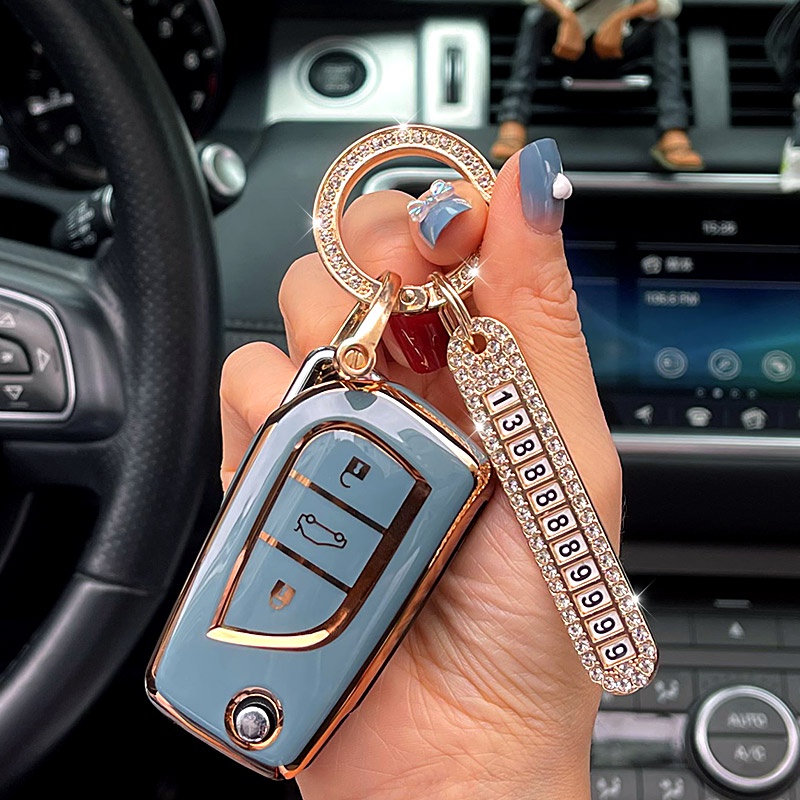 Vỏ TPU Đựng Chìa Khóa Điều Khiển Từ Xa Chống Mất Cho Xe Toyota Prius Camry Corolla C-HR CHR RAV4 Prado