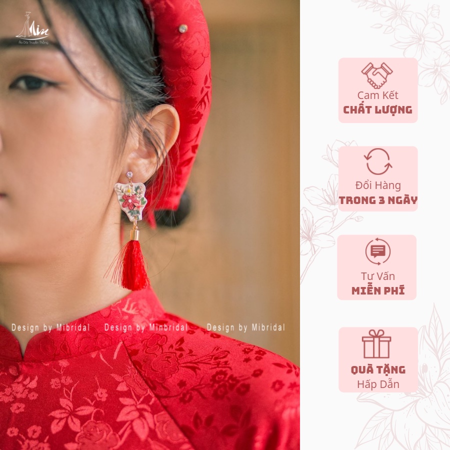 Áo Dài Gấm Lụa Màu Đỏ-Ao Dai Min | BigBuy360 - bigbuy360.vn