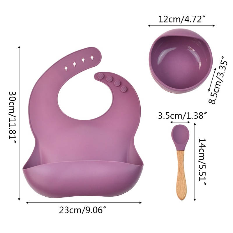 Bộ 3 Dụng Cụ Ăn Bằng Silicone Chống Trượt Chống Thấm Nước Cho Bé