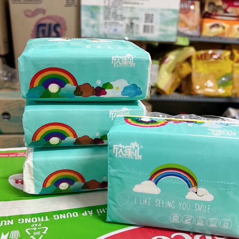 Khăn Giấy Ăn Hình Thỏ Trắng&cầu vòng Siêu Dai, Siêu Mịn