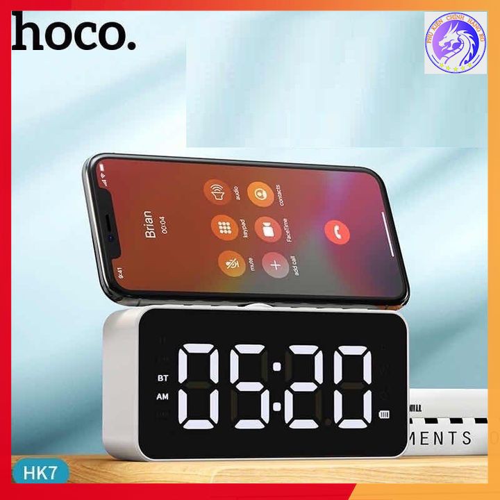 Loa Bluetooth Kiêm Đồng Hồ Báo Thức Và FM Hoco HK7 Dung Lượng Pin 2000 mAh - Pin Trâu Có Đèn LED Thông Minh Tiện Ích