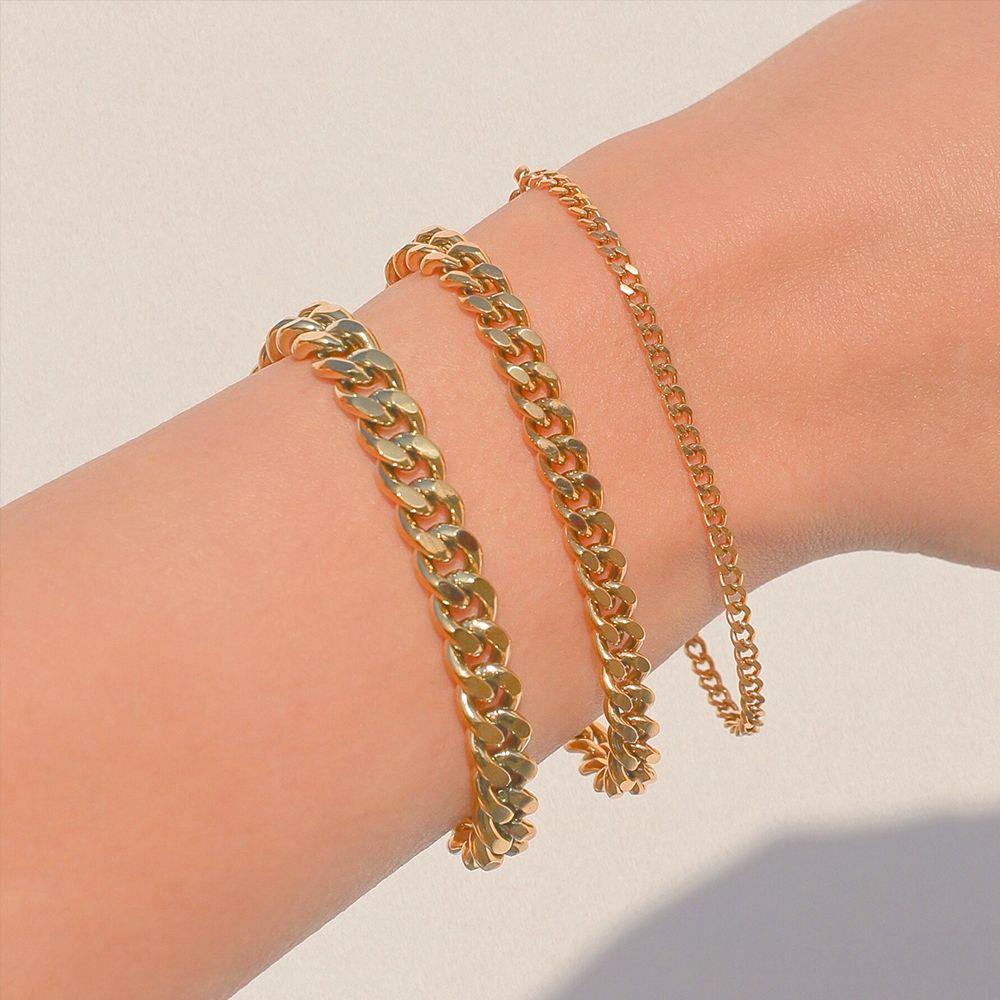 Vòng Tay Thép Không Gỉ Mạ Vàng 18K 4 / 6 / 8MM Phong Cách Hip Hop Thời Trang Cho Nam Và Nữ|Dây Chuyền Mạ Vàng