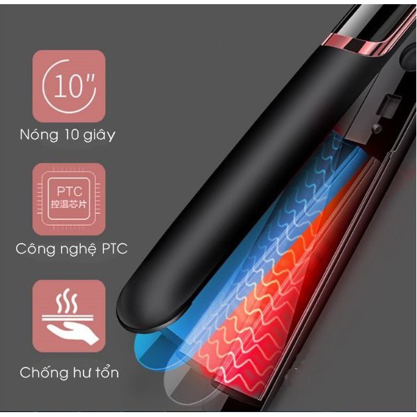 Máy ép duỗi tóc, uốn tóc xoăn 3in1, thanh gốm là tóc nhanh, giúp kẹp thẳng tóc tránh hư tổn, BH 12 tháng