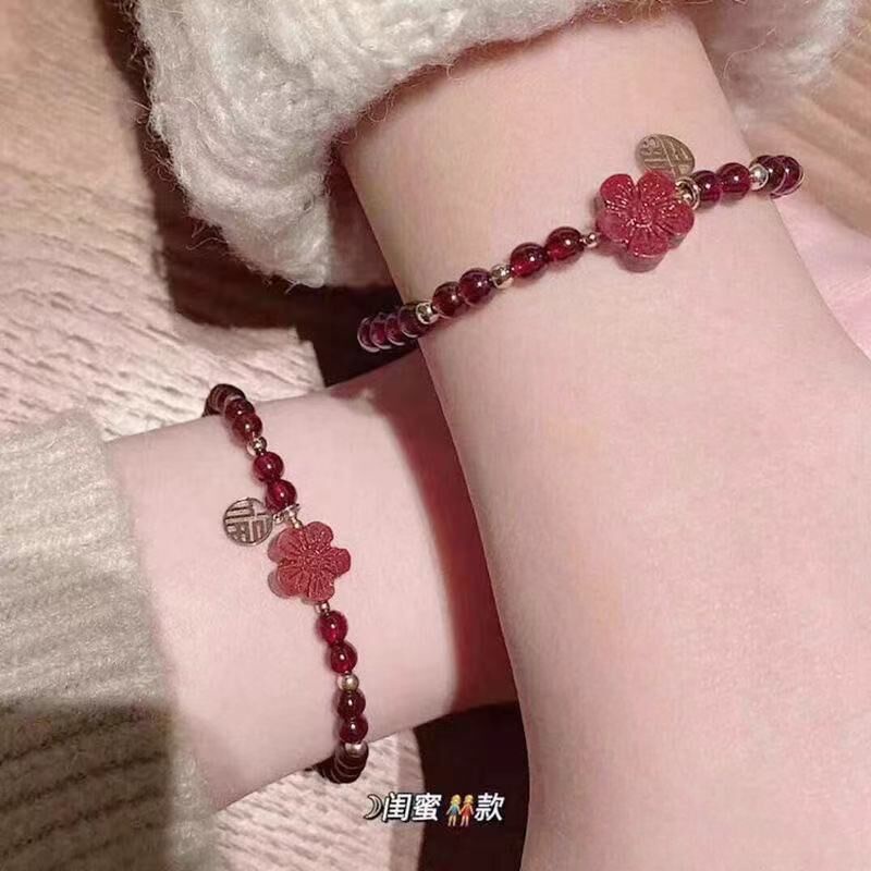 vòng tay hồ ly phong thủy Vòng Đeo Tay Raw Ore Real Cinnabar Garnet Phong Cách Mới Dành Cho Nữ Vòng tay đỏ
