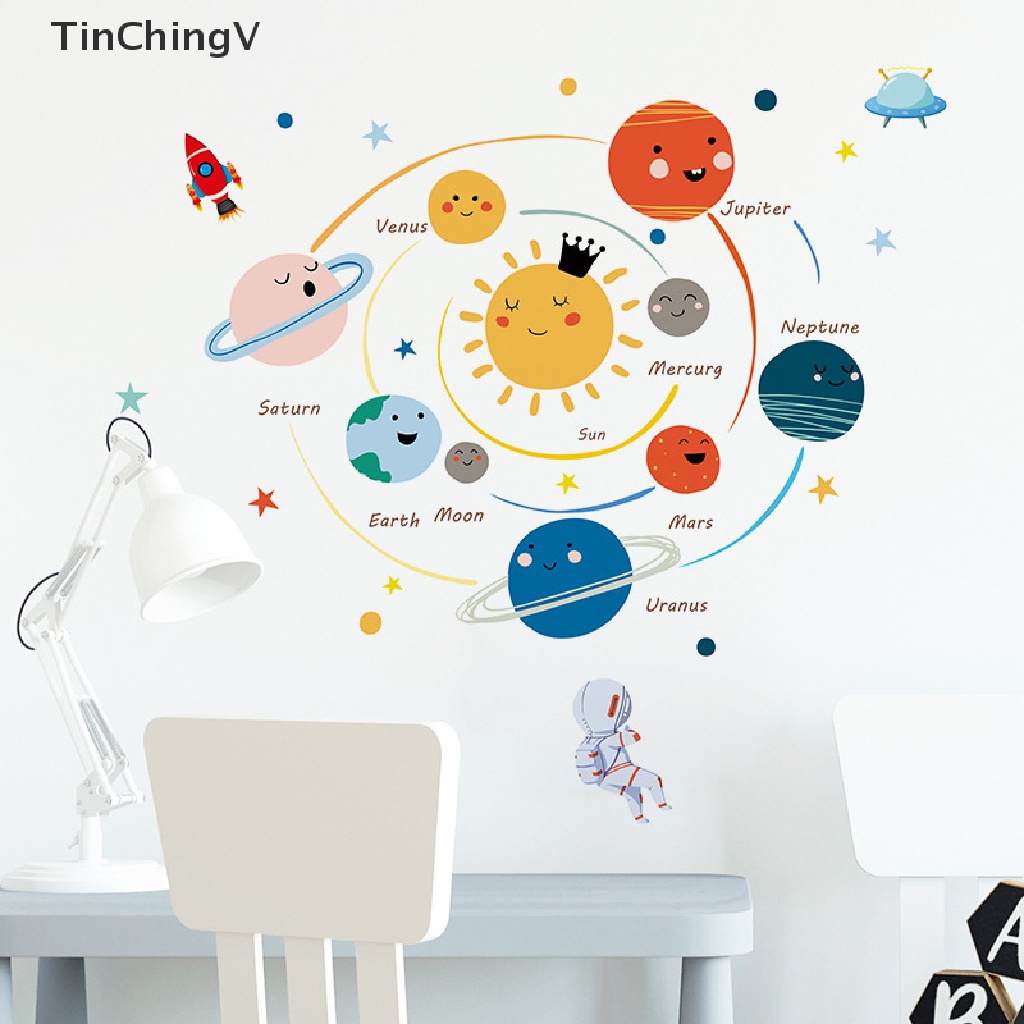 Hình dán tường hoạt hình các hành tinh trong hệ mặt trời trang trí nhà/ phòng cho bé