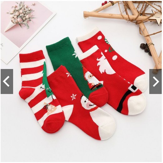 [MÓN QUÀ ẤM ÁP] Set 5 Đôi Tất Noel Cổ Cao Túi Zip Cao Cấp