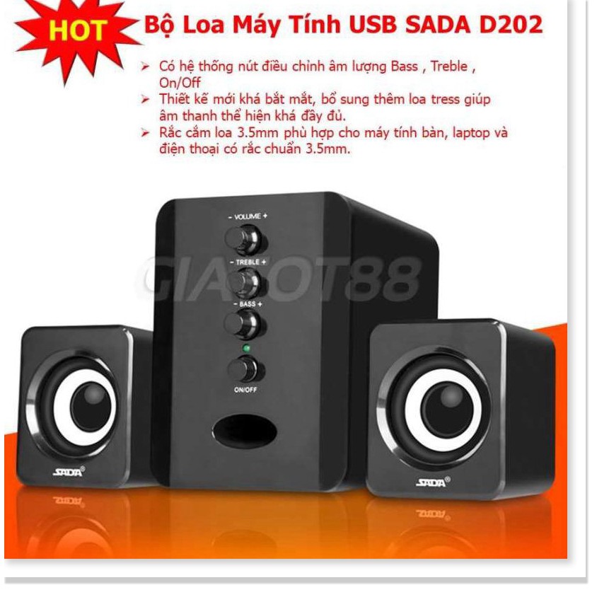 Loa Máy Tính SADA D202 Bộ 3 Loa Vi Tính USB Nghe Nhạc Siêu Hay Âm Thanh Super Bass - XSmart