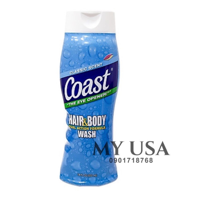 Gel tắm nam ❤️ Sữa tắm Coast Hair And Body Wash 532ml chuẩn Mỹ