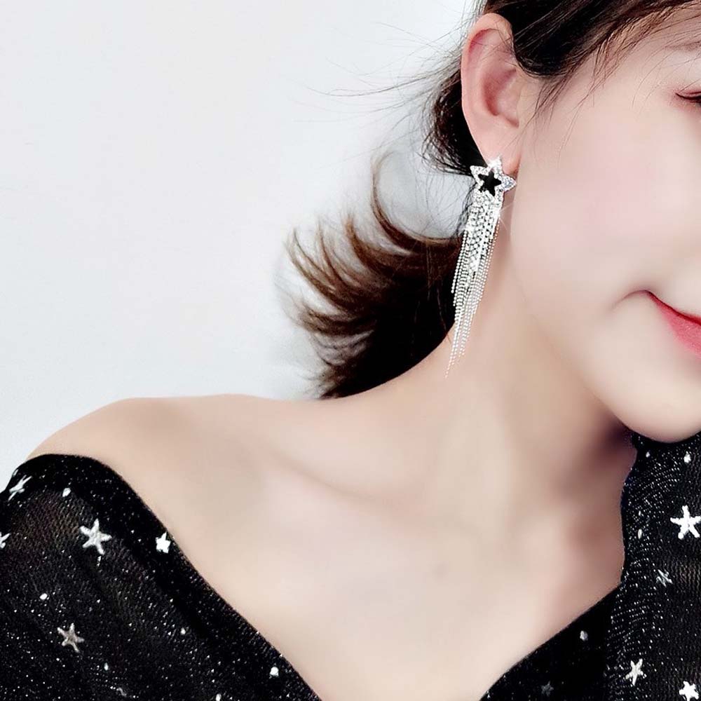 Khuyên Tai Hình Ngôi Sao Phối Tua Rua Xinh Xắn