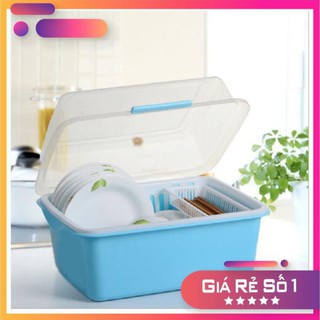 Kệ chén đa năng việt nhật 1 tầng - Kệ úp chén có nắp đậy tiện lợi