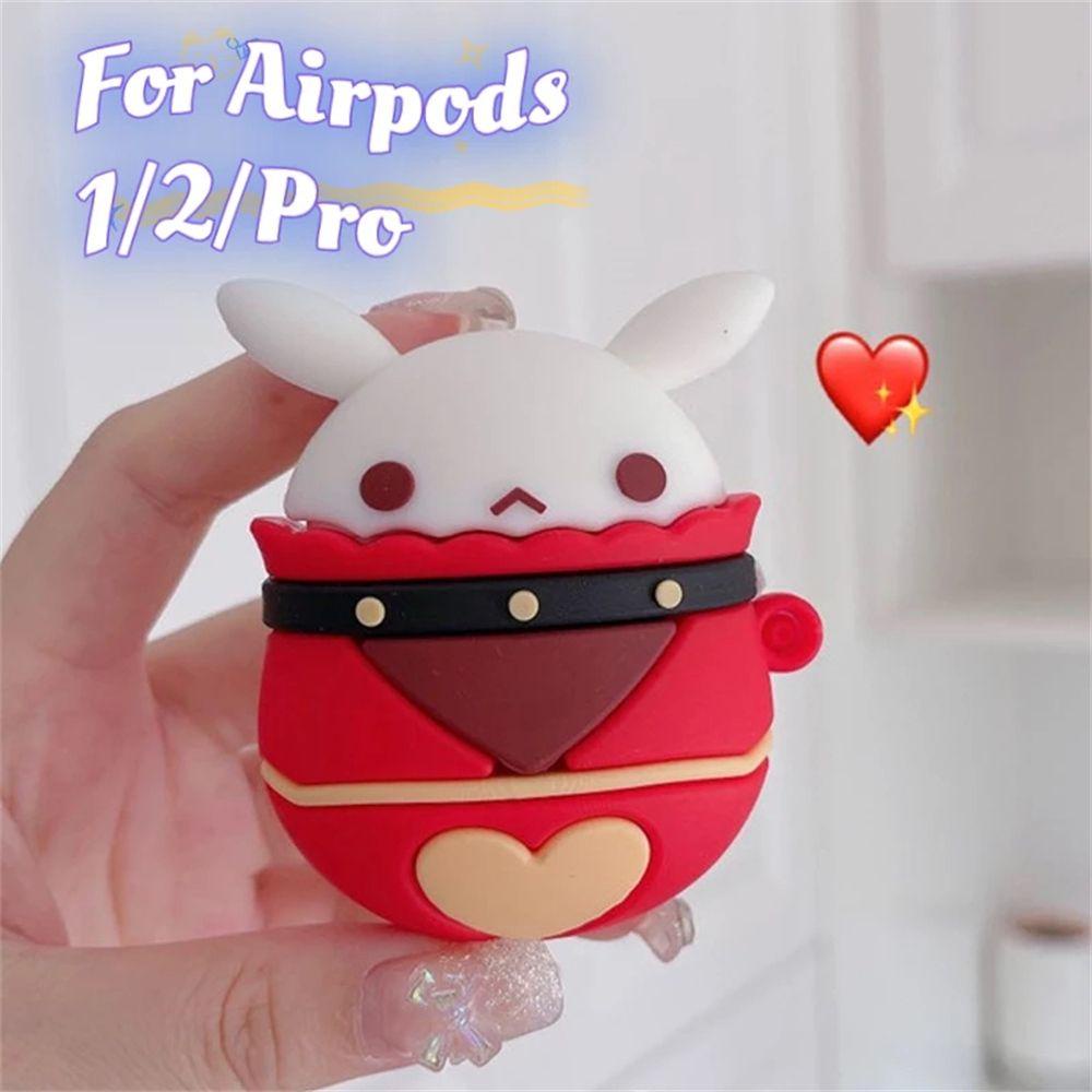 Vỏ bọc bảo vệ hộp sạc tai nghe không dây silicone thiết kế Bomb Dango Klee Ganyu Keqing thích hợp cho Airpods 1/ 2/ Pro