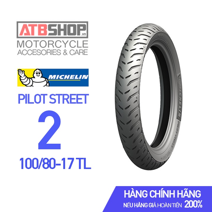 Vỏ lốp xe máy Michelin 100/80-17 TL Pilot Street 2 (Lốp không ruột)