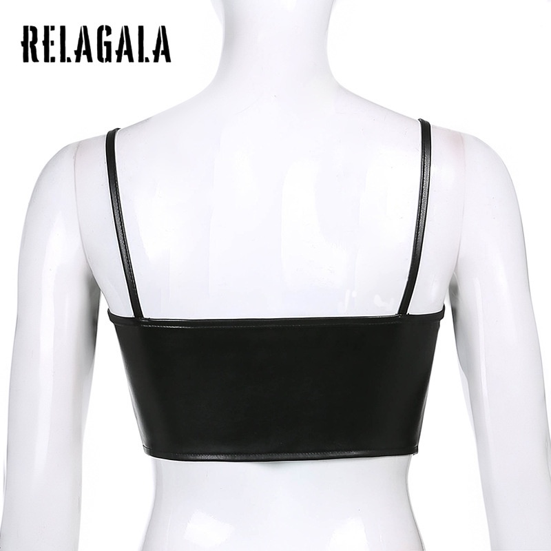 Áo hai dây chất liệu da thời trang quyến rũ cho nữ