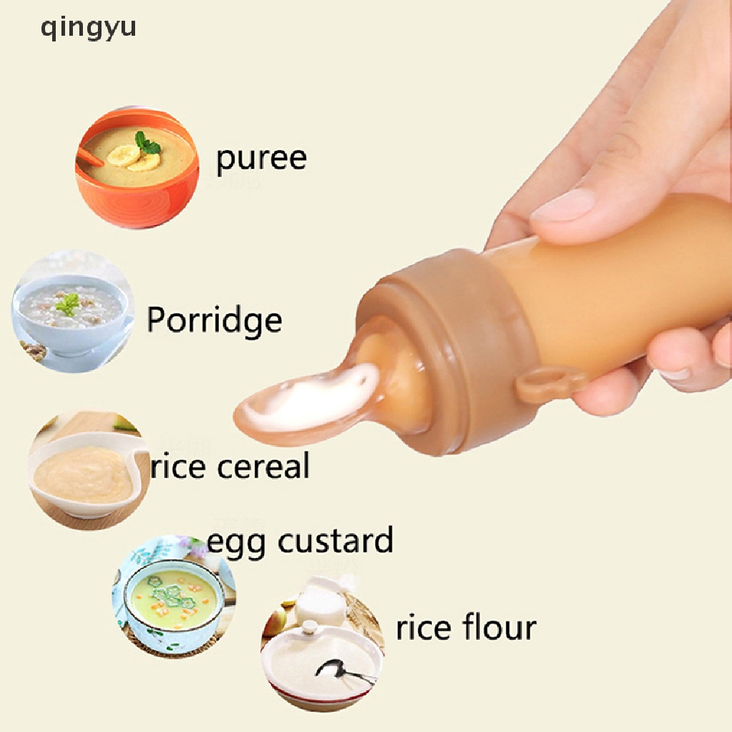 Bộ Bình Sữa + Muỗng Ăn Dặm Bằng Silicone Tiện Dụng Cho Bé