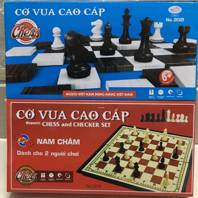 Bộ cờ vua cao cấp loại nhỡ, có nam châm. Kích thước 28cm x 28cm.