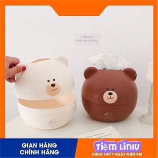 Hộp đựng khăn giấy CUỘN hình gấu để bàn cute, dễ thương, chắc chắn