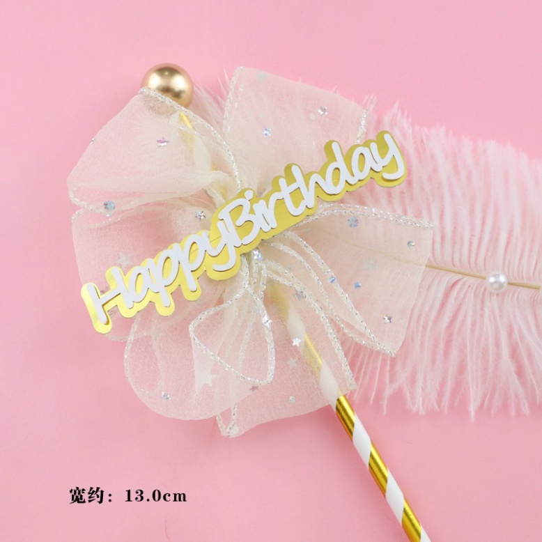 đồ trang trí bánh kem sinh nhật [FREESHIP❤️] que cắm vải nơ happy birthday