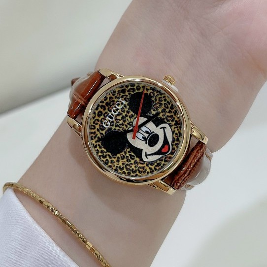 Đồng hồ nữ Gucci chuột Mickey dây da mềm, hàng full box, bảo hành 12 tháng - Dongho.GC