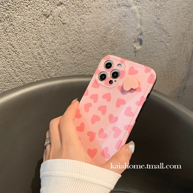 Ốp hình tim xoay hồng dễ thương dành cho iphone 7/8plus X Xr xS max 11 12 12promax